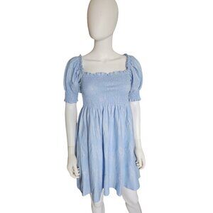 HILL HOUSE | Light Blue Metallic Athena Nap Dress in Size Small